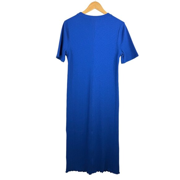 Sweaty Betty ribbed midi dress blue maxi athleisure 90s‎ lounge sz 10 - Picture 3 of 10